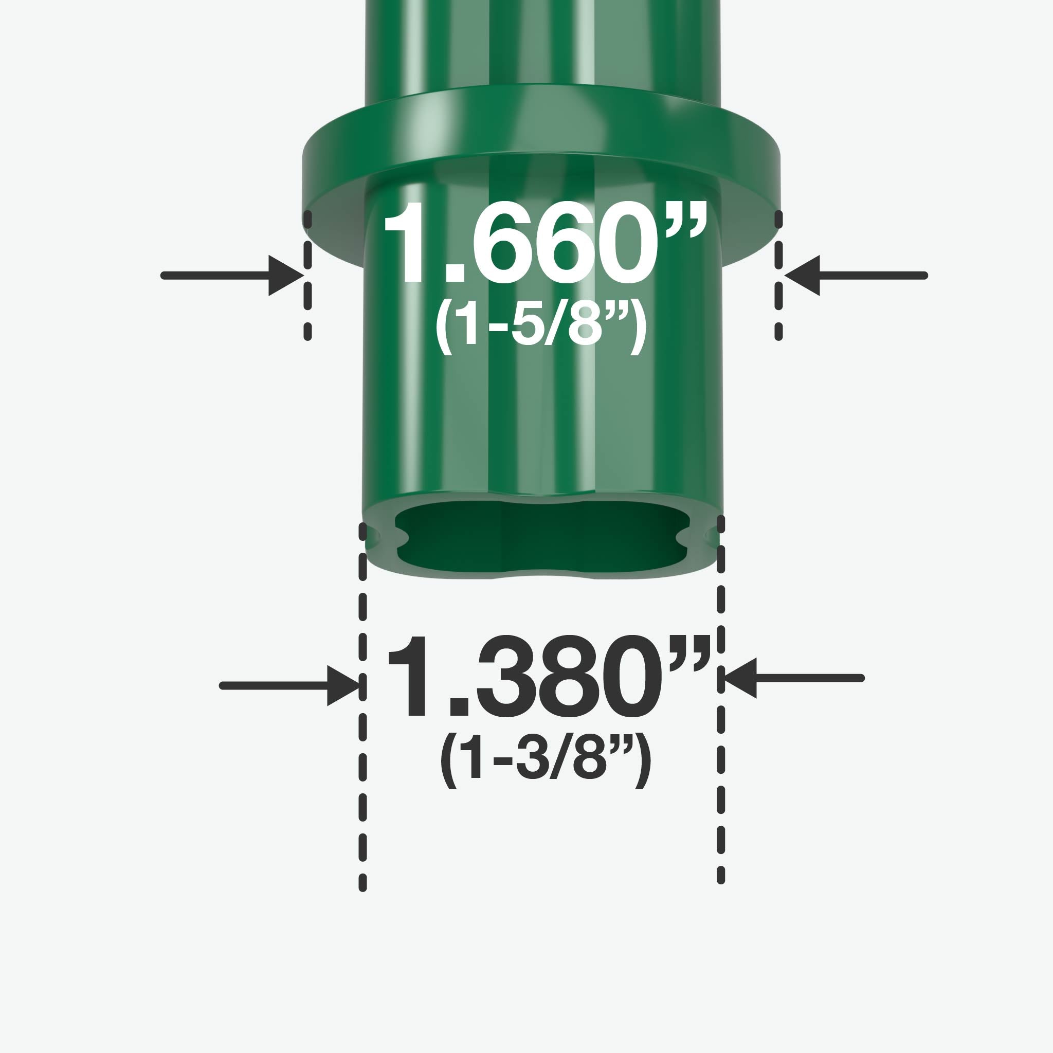 1-1/4 in. Internal Furniture Grade PVC Coupling - Green - FORMUFIT