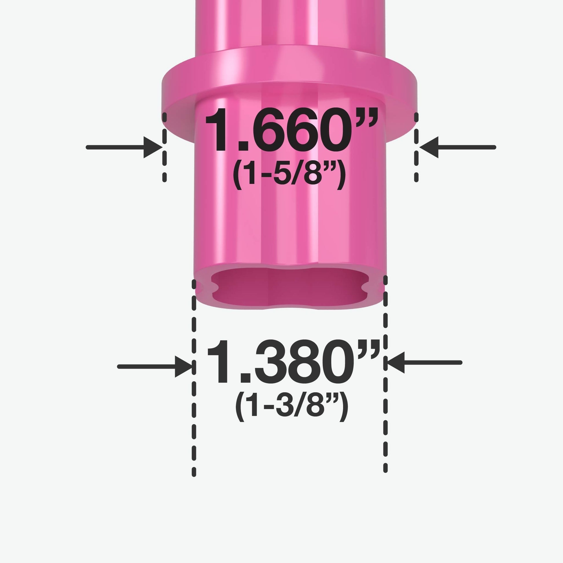 1-1/4 in. Internal Furniture Grade PVC Coupling - Pink - FORMUFIT