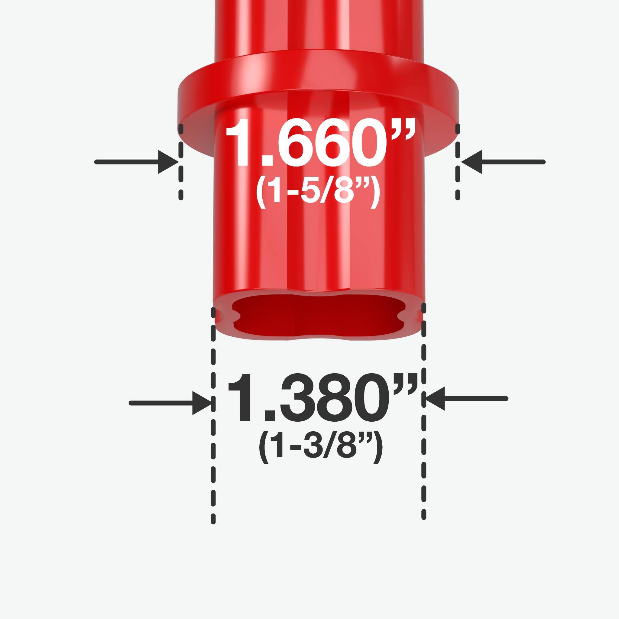 1-1/4 in. Internal Furniture Grade PVC Coupling - Red - FORMUFIT