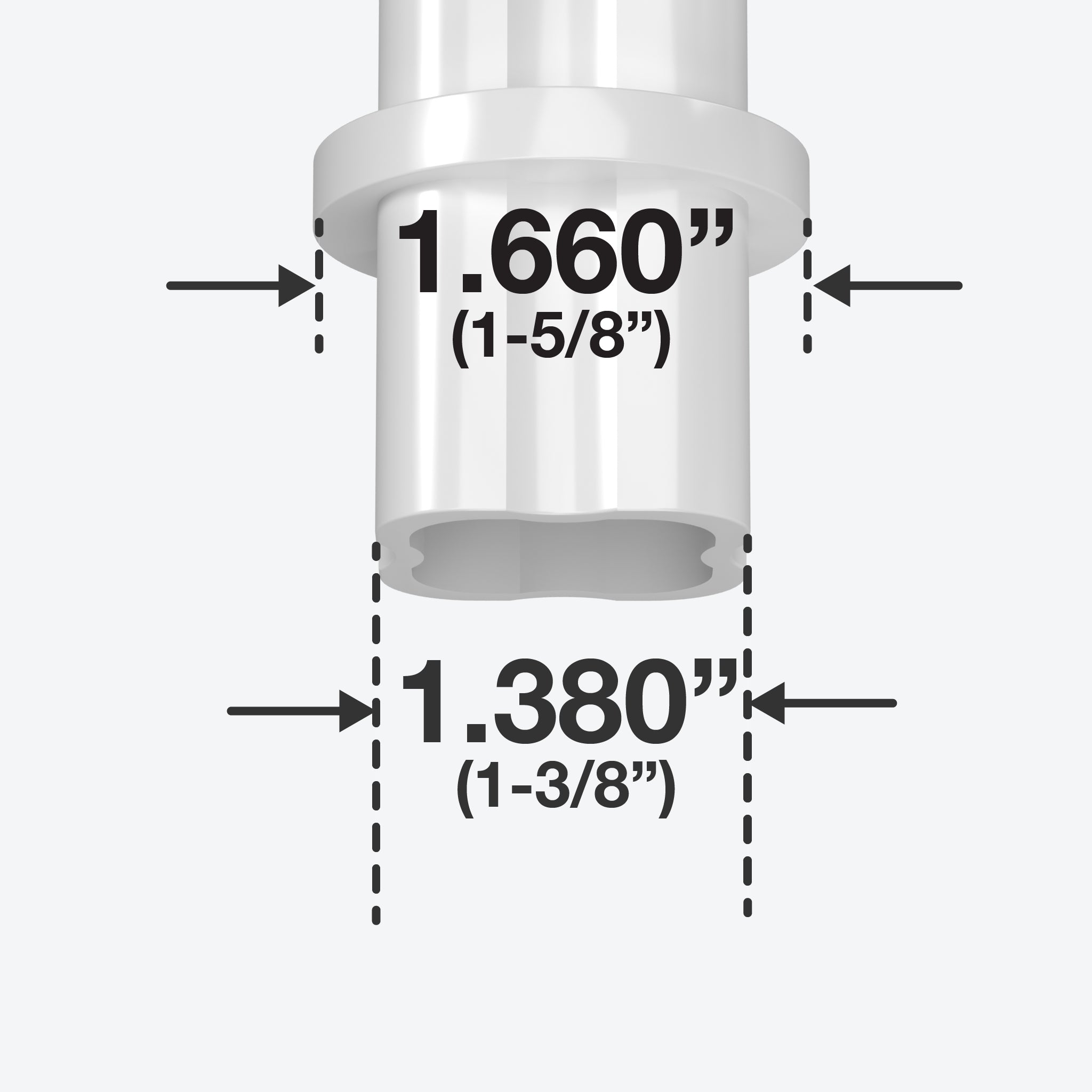 1-1/4 in. Internal Furniture Grade PVC Coupling - White - FORMUFIT