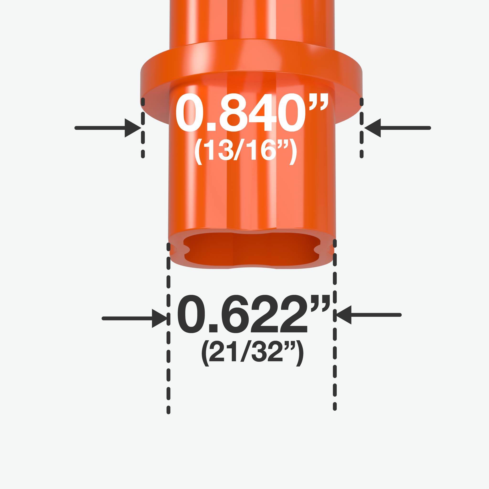 1/2 in. Internal Furniture Grade PVC Coupling - Orange - FORMUFIT