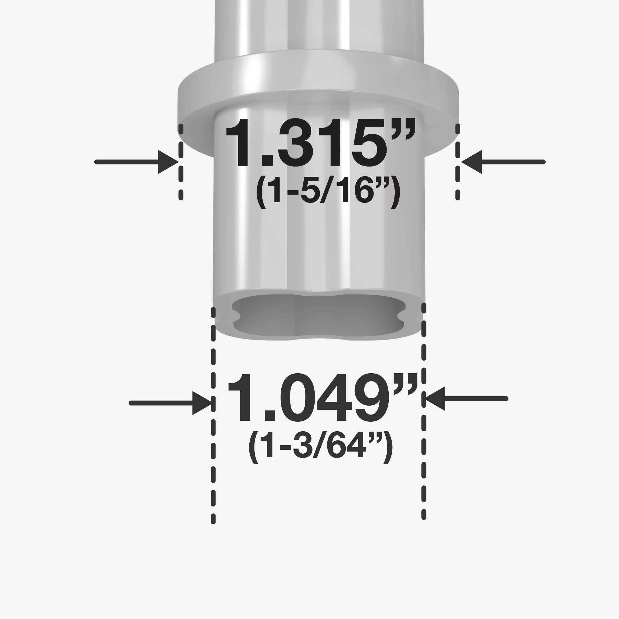 1 in. Internal Furniture Grade PVC Coupling - Gray - FORMUFIT