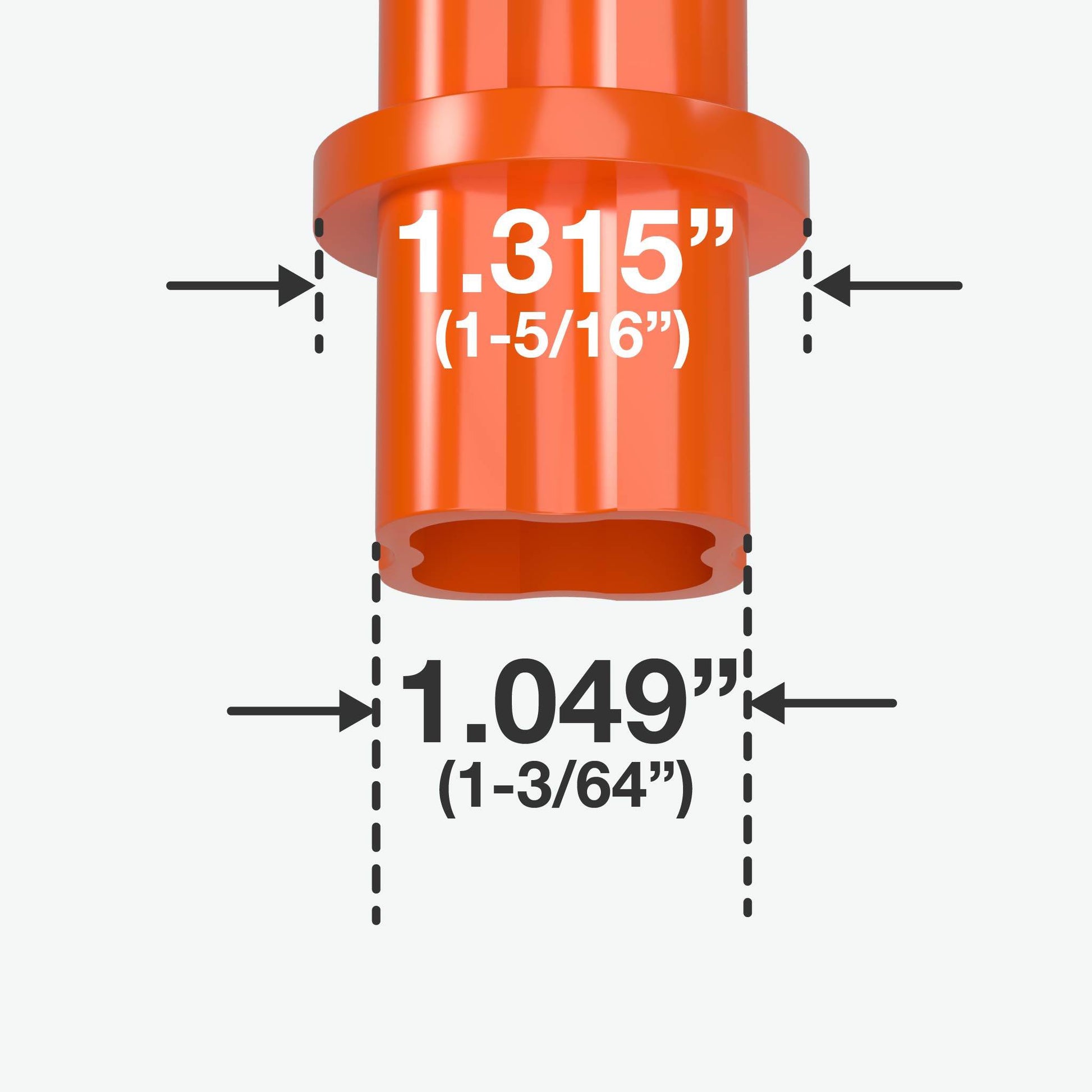 1 in. Internal Furniture Grade PVC Coupling - Orange - FORMUFIT