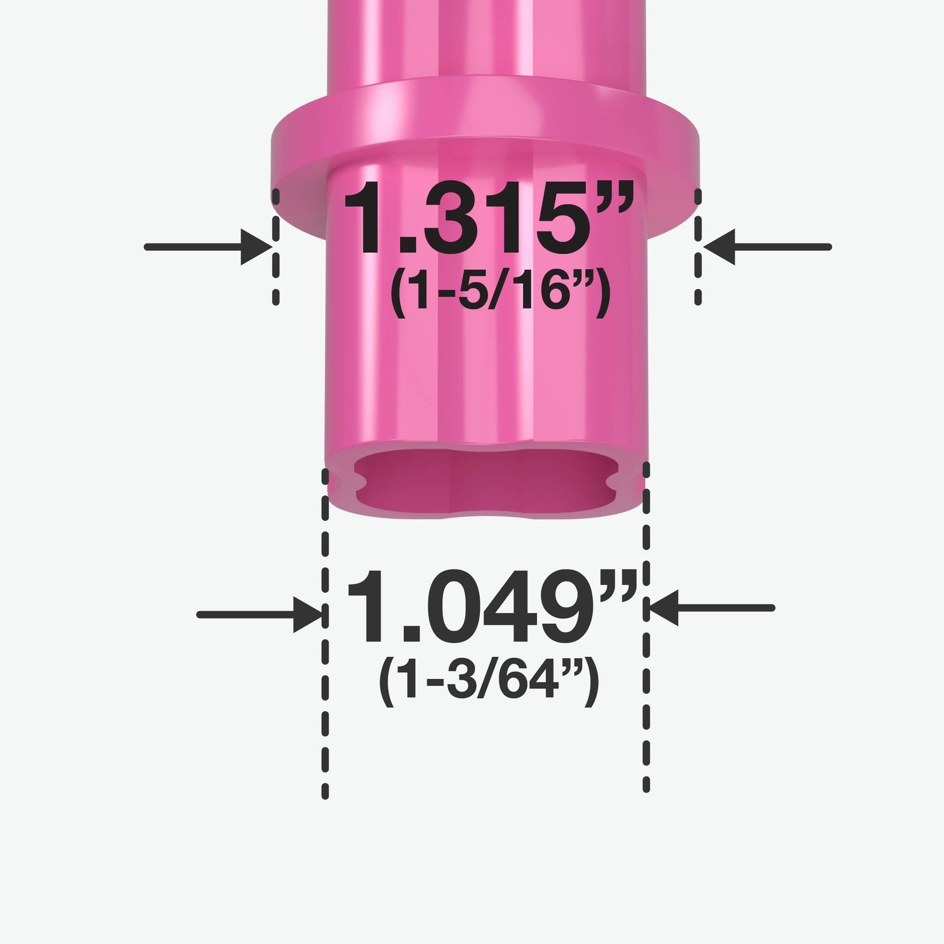 1 in. Internal Furniture Grade PVC Coupling - Pink - FORMUFIT