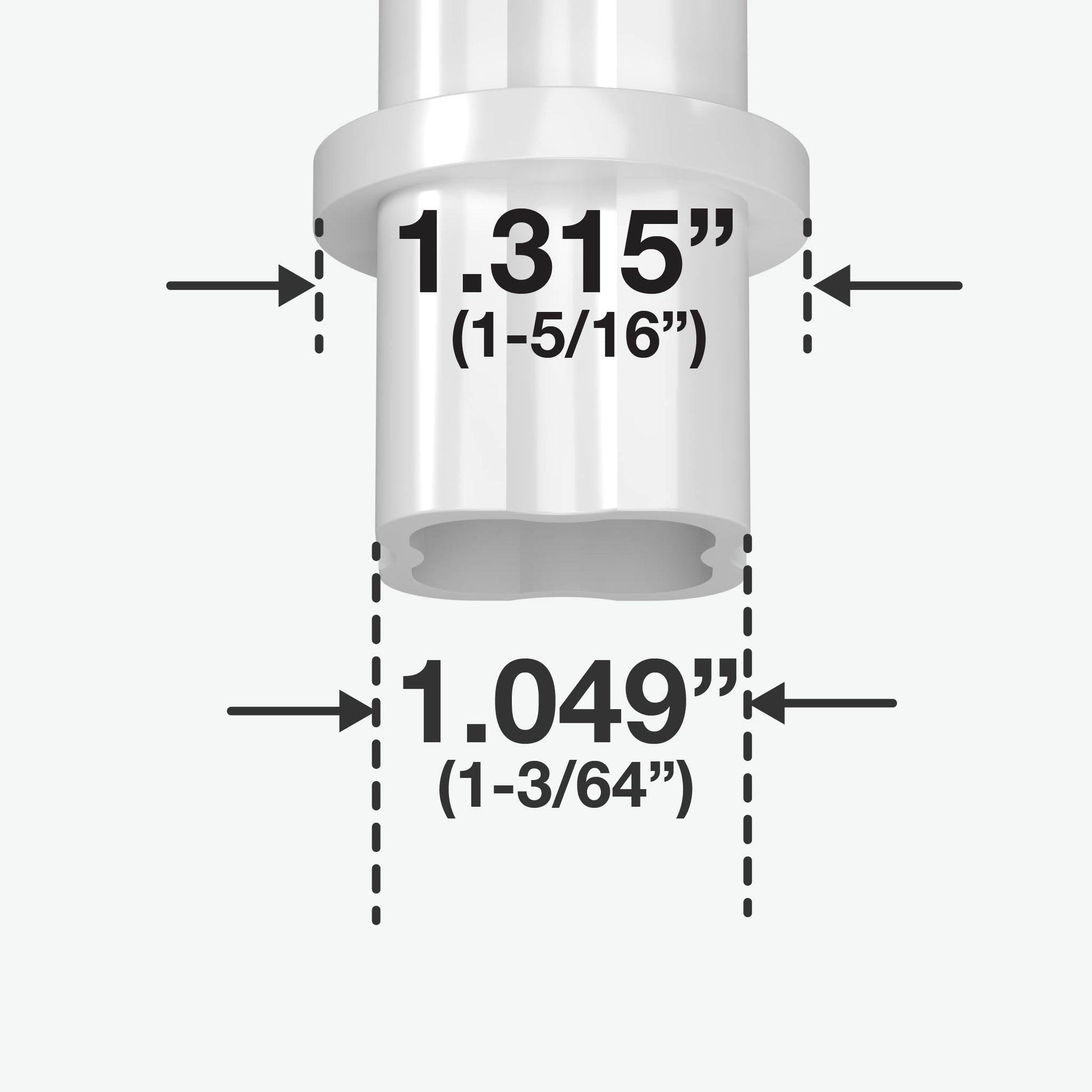 1 in. Internal Furniture Grade PVC Coupling - White - FORMUFIT