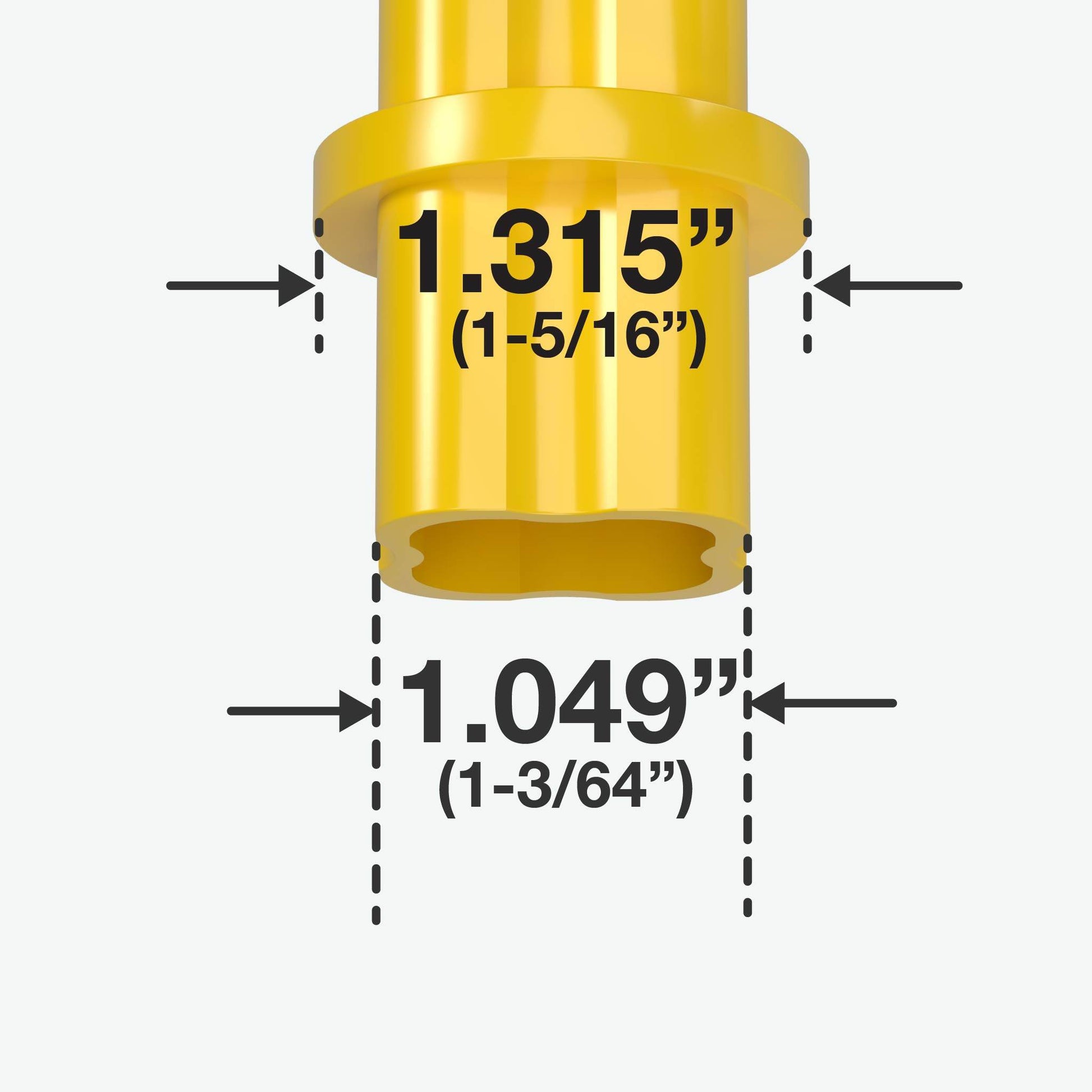 1 in. Internal Furniture Grade PVC Coupling - Yellow - FORMUFIT