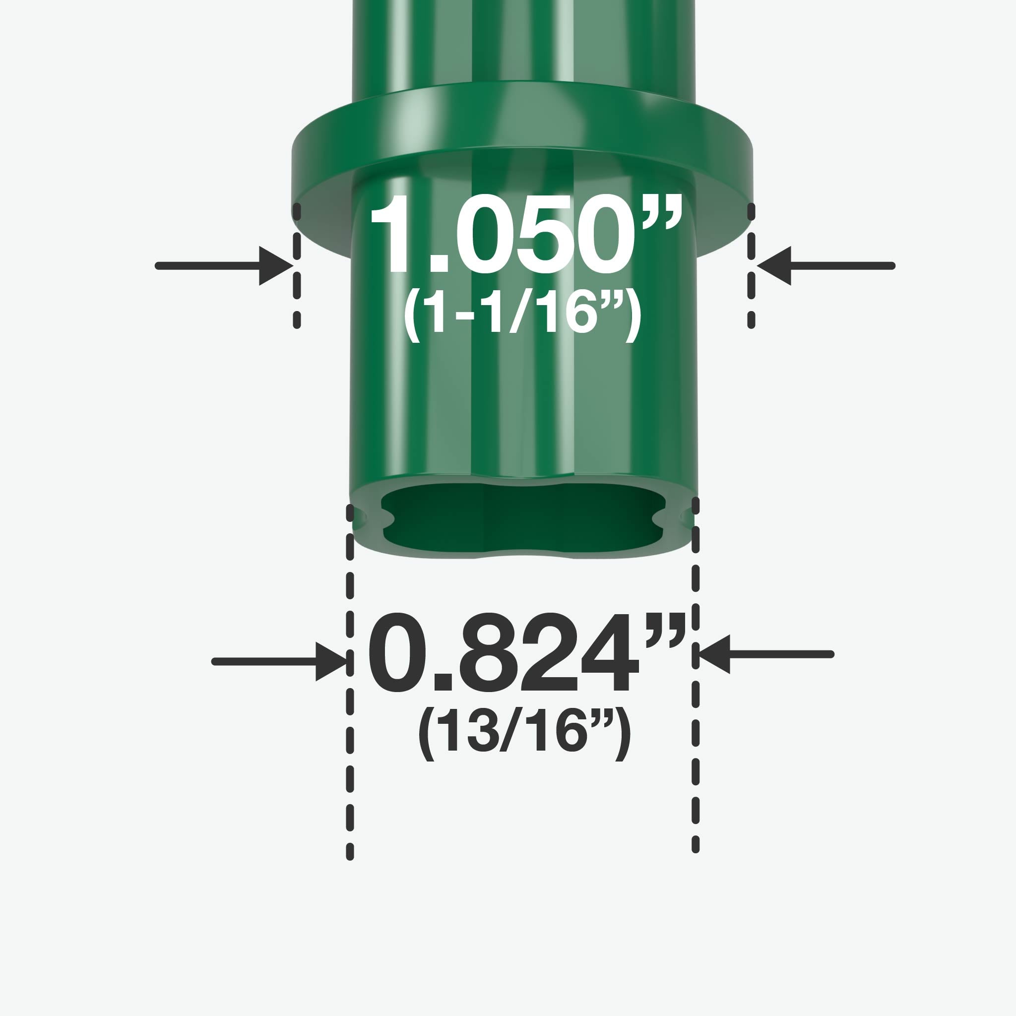 3/4 in. Internal Furniture Grade PVC Coupling - Green - FORMUFIT