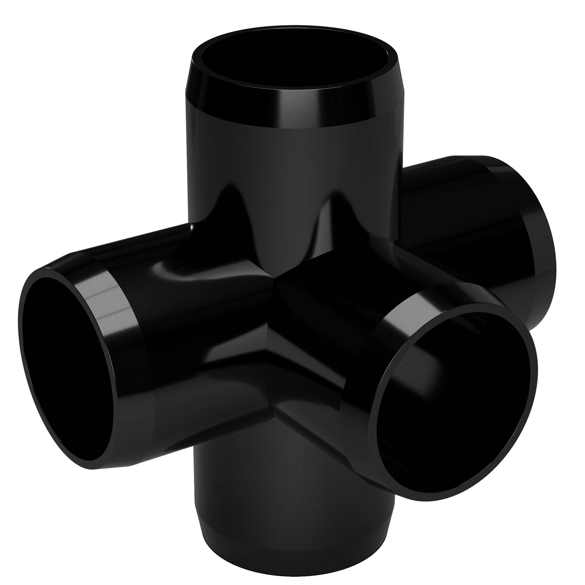 1-1/2 in. 5-Way Furniture Grade PVC Cross Fitting - Black - FORMUFIT