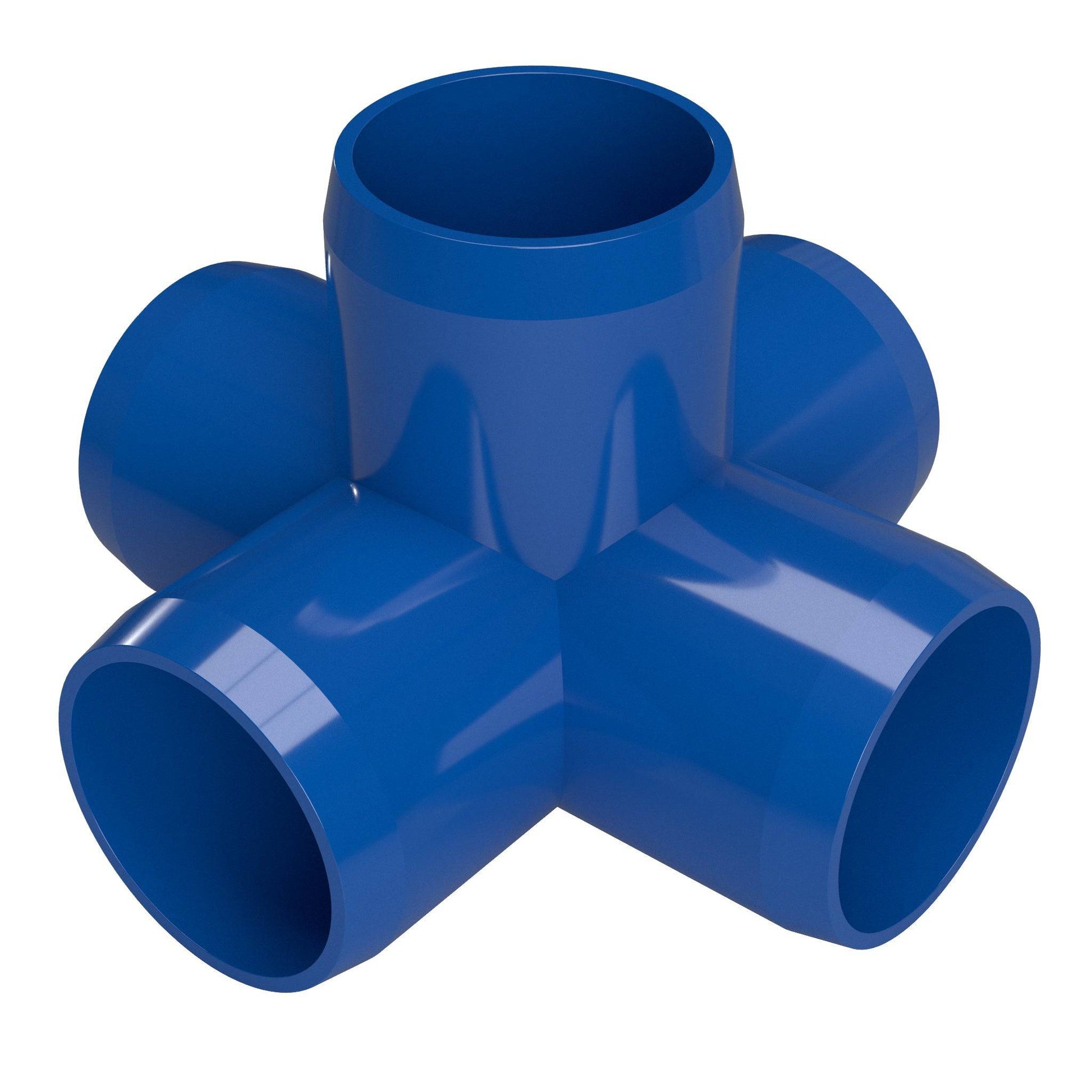 1-1/2 in. 5-Way Furniture Grade PVC Cross Fitting - Blue - FORMUFIT