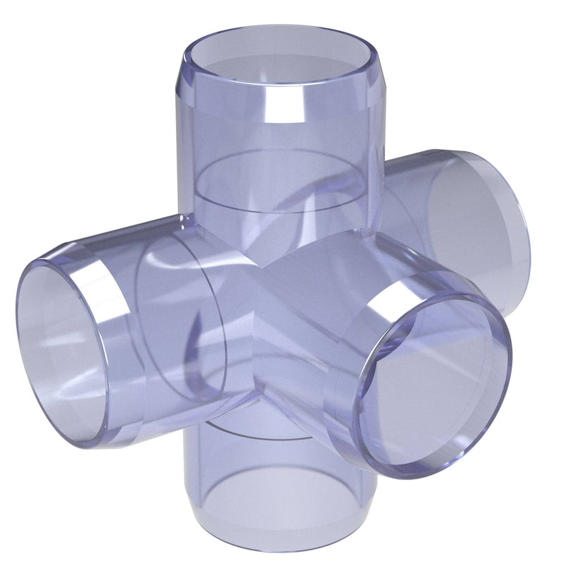 Load image into Gallery viewer, 1-1/2 in. 5-Way Furniture Grade PVC Cross Fitting - Clear - FORMUFIT
