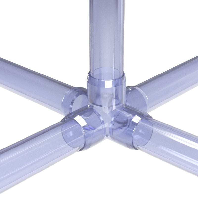 Load image into Gallery viewer, 1-1/2 in. 5-Way Furniture Grade PVC Cross Fitting - Clear - FORMUFIT
