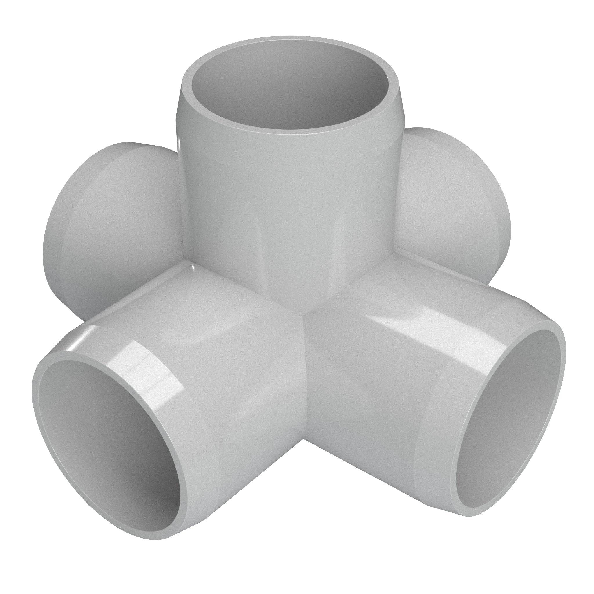 1-1/2 in. 5-Way Furniture Grade PVC Cross Fitting - Gray - FORMUFIT