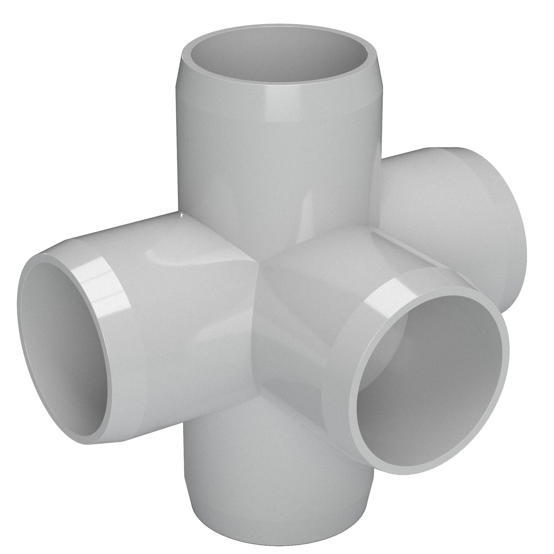 1-1/2 in. 5-Way Furniture Grade PVC Cross Fitting - Gray - FORMUFIT