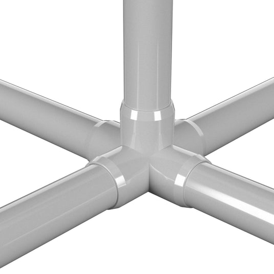 1-1/2 in. 5-Way Furniture Grade PVC Cross Fitting - Gray - FORMUFIT