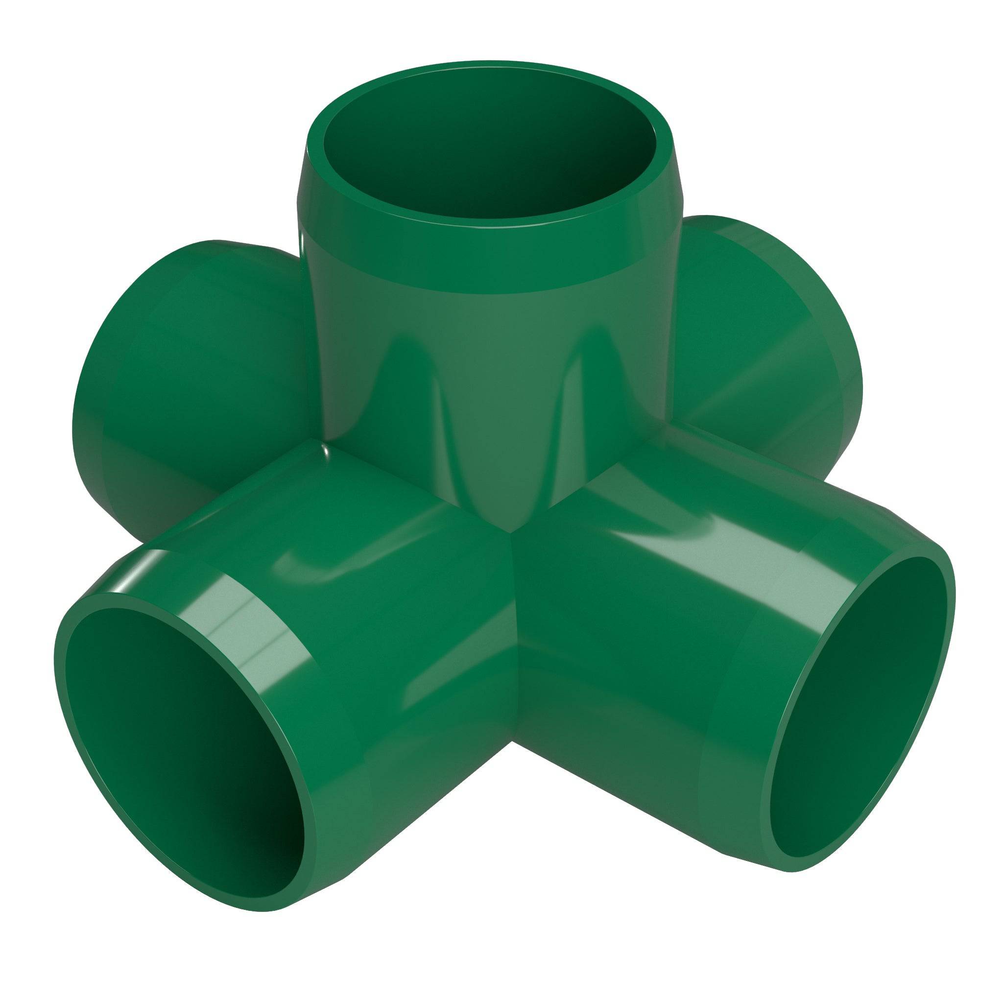 1-1/2 in. 5-Way Furniture Grade PVC Cross Fitting - Green - FORMUFIT