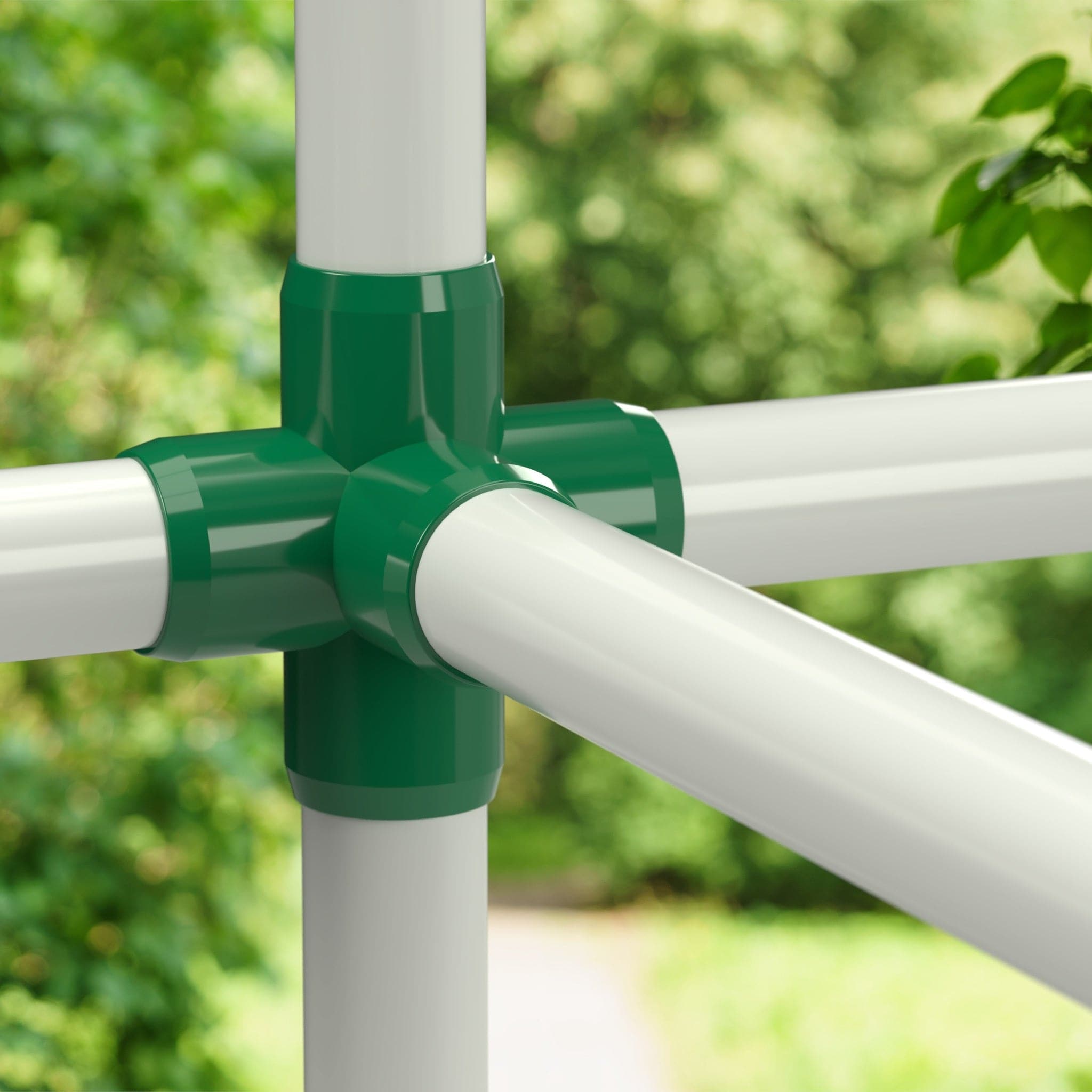 1-1/2 in. 5-Way Furniture Grade PVC Cross Fitting - Green - FORMUFIT