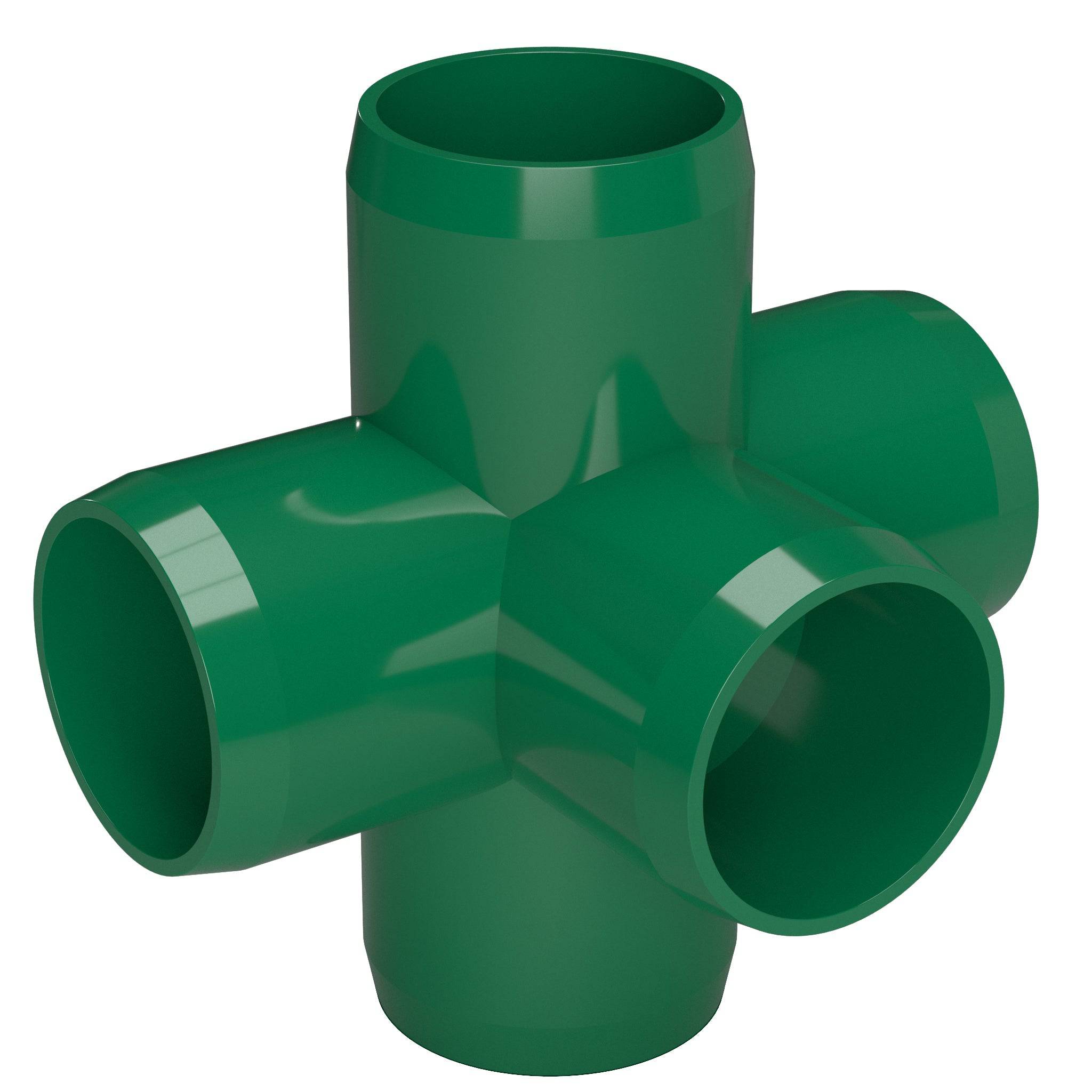 1-1/2 in. 5-Way Furniture Grade PVC Cross Fitting - Green - FORMUFIT