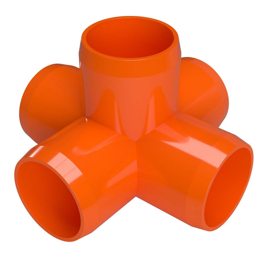 1-1/2 in. 5-Way Furniture Grade PVC Cross Fitting - Orange - FORMUFIT