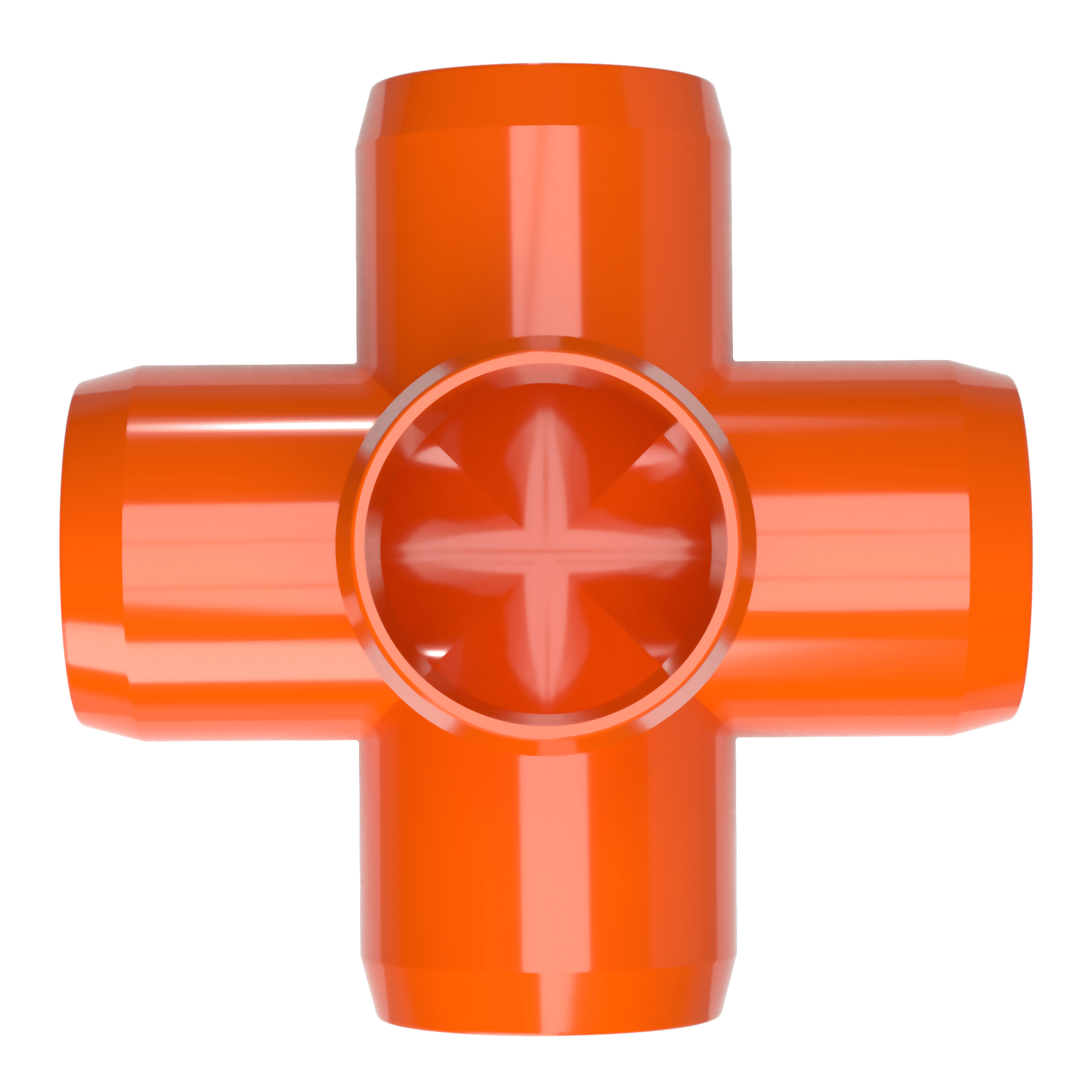 1-1/2 in. 5-Way Furniture Grade PVC Cross Fitting - Orange - FORMUFIT