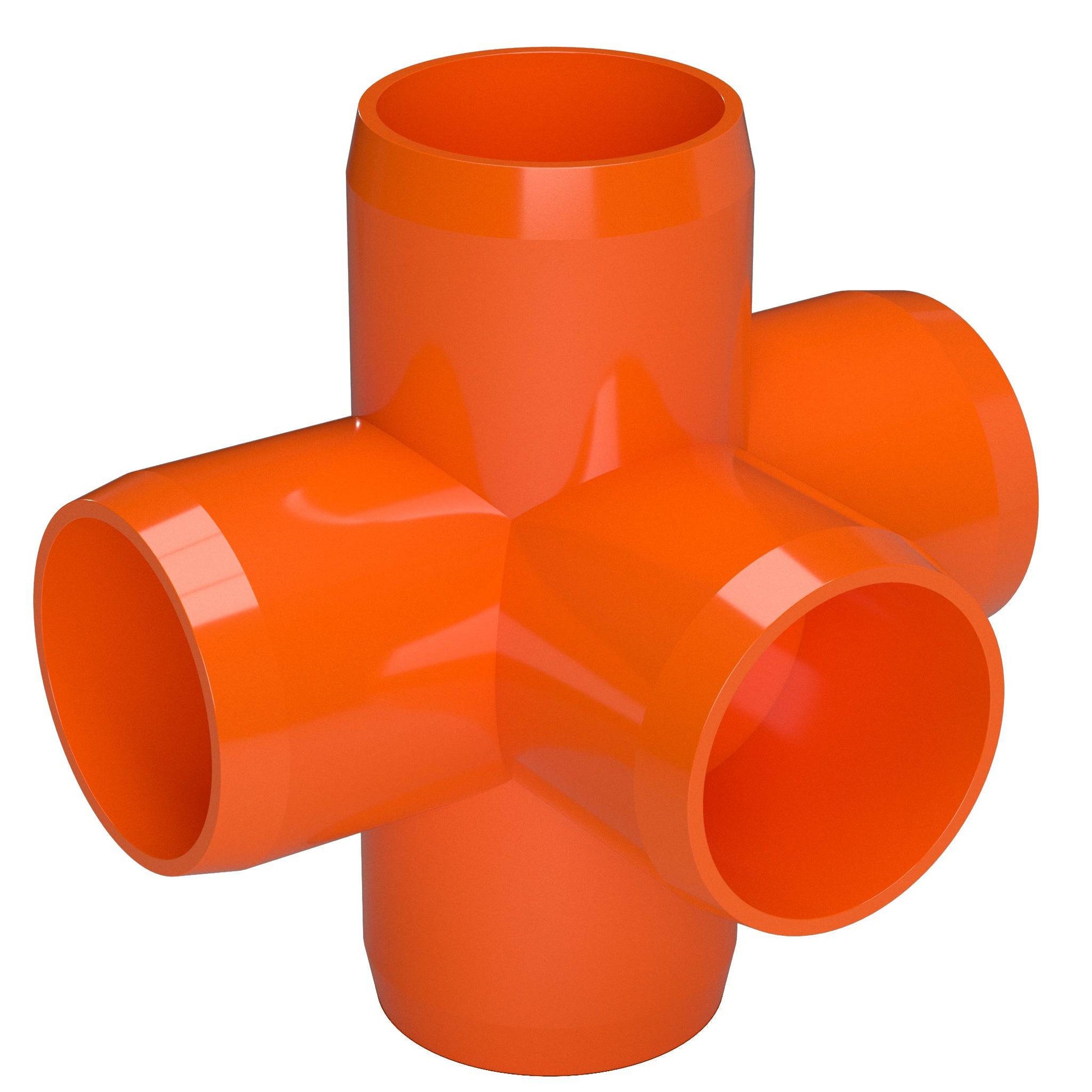 1-1/2 in. 5-Way Furniture Grade PVC Cross Fitting - Orange - FORMUFIT