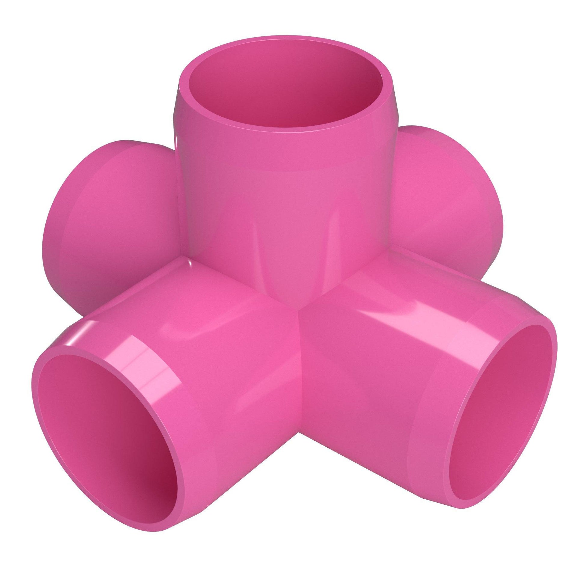 1-1/2 in. 5-Way Furniture Grade PVC Cross Fitting - Pink - FORMUFIT