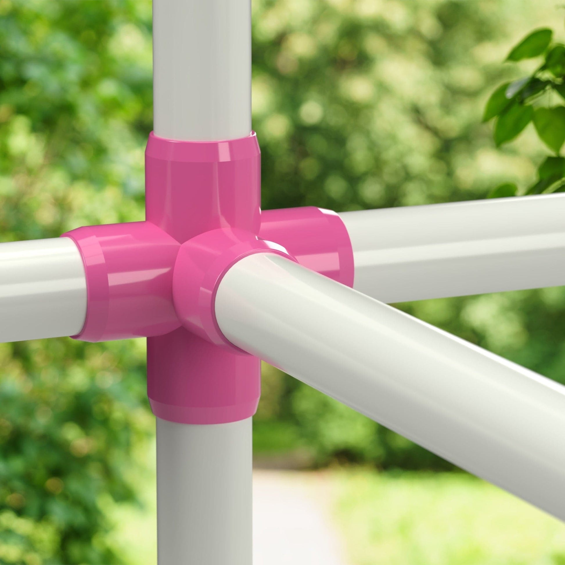 1-1/2 in. 5-Way Furniture Grade PVC Cross Fitting - Pink - FORMUFIT