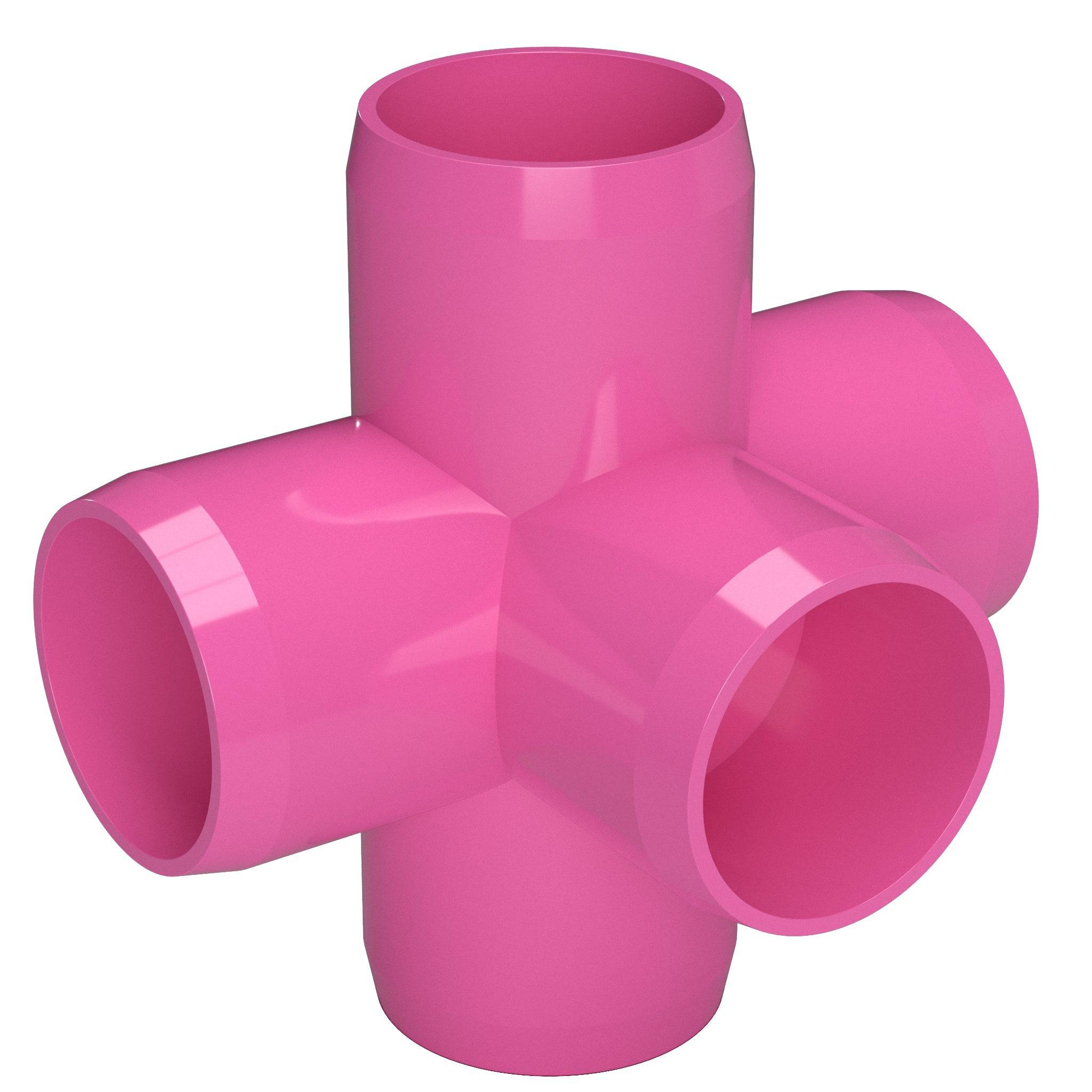 1-1/2 in. 5-Way Furniture Grade PVC Cross Fitting - Pink - FORMUFIT