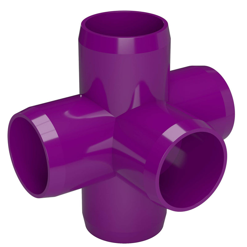 Load image into Gallery viewer, 1-1/2 in. 5-Way Furniture Grade PVC Cross Fitting - Purple - FORMUFIT
