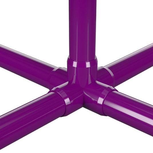 1-1/2 in. 5-Way Furniture Grade PVC Cross Fitting - Purple - FORMUFIT