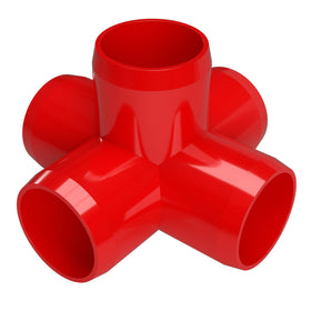 1-1/2 in. 5-Way Furniture Grade PVC Cross Fitting - Red - FORMUFIT