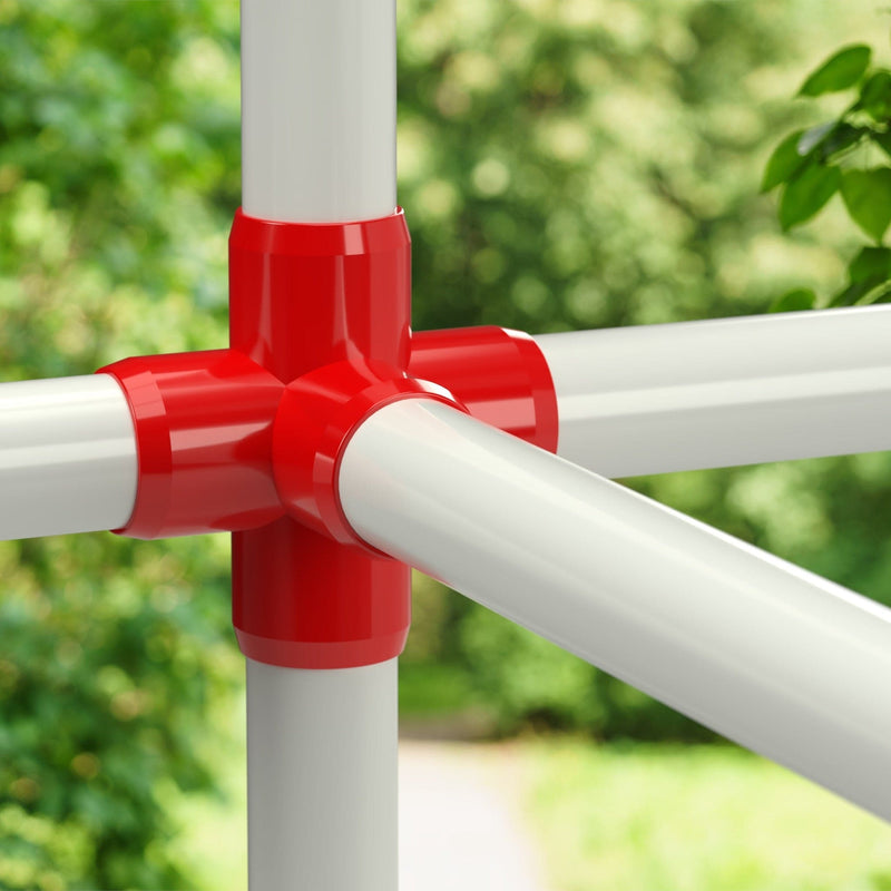 Load image into Gallery viewer, 1-1/2 in. 5-Way Furniture Grade PVC Cross Fitting - Red - FORMUFIT
