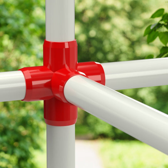 1-1/2 in. 5-Way Furniture Grade PVC Cross Fitting - Red - FORMUFIT