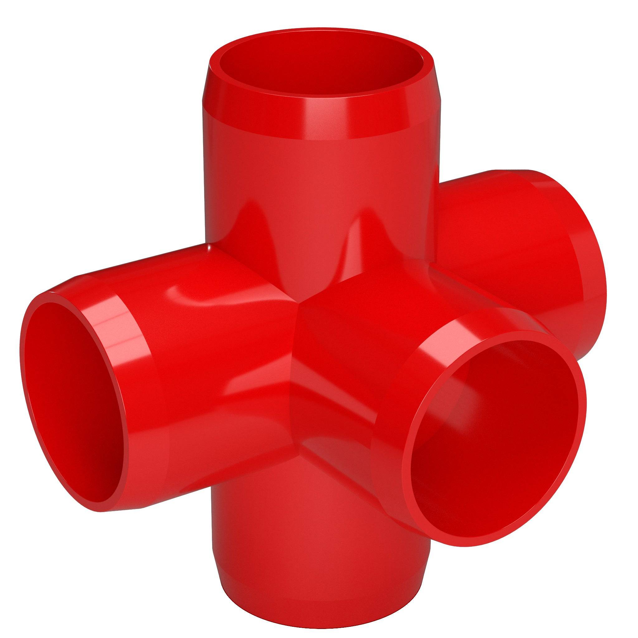 1-1/2 in. 5-Way Furniture Grade PVC Cross Fitting - Red - FORMUFIT