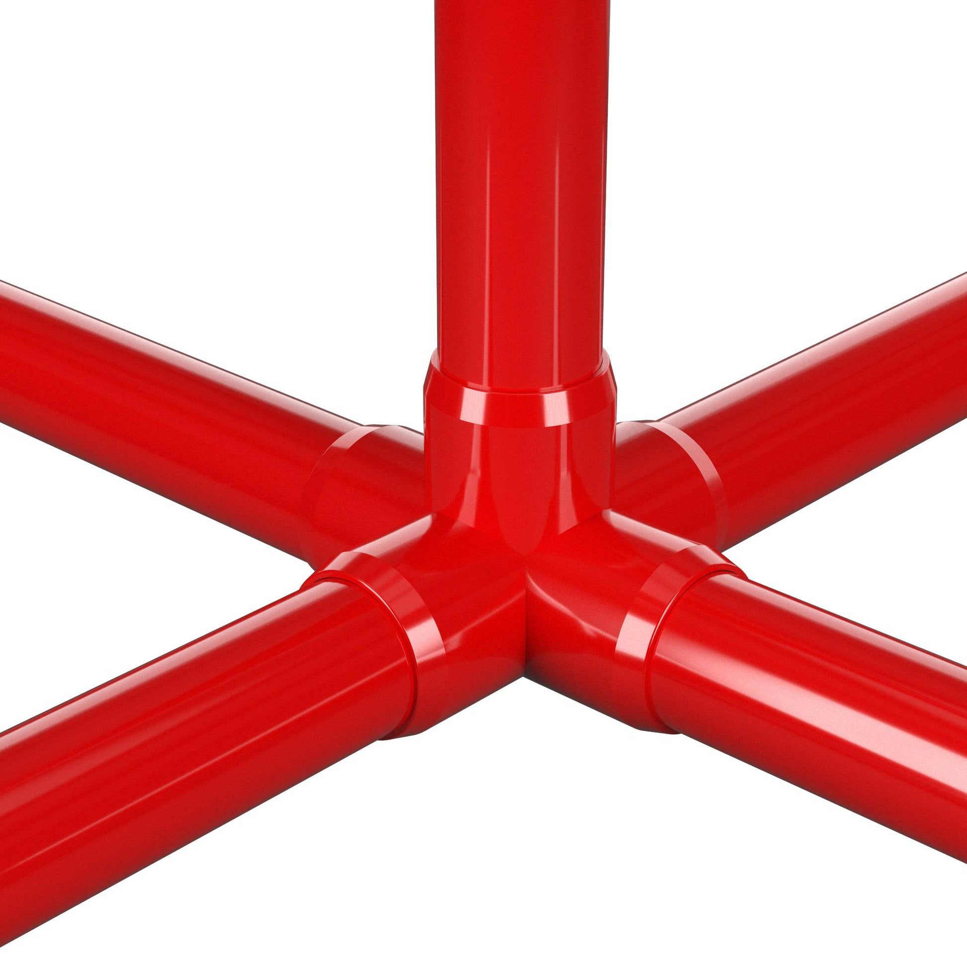 1-1/2 in. 5-Way Furniture Grade PVC Cross Fitting - Red - FORMUFIT