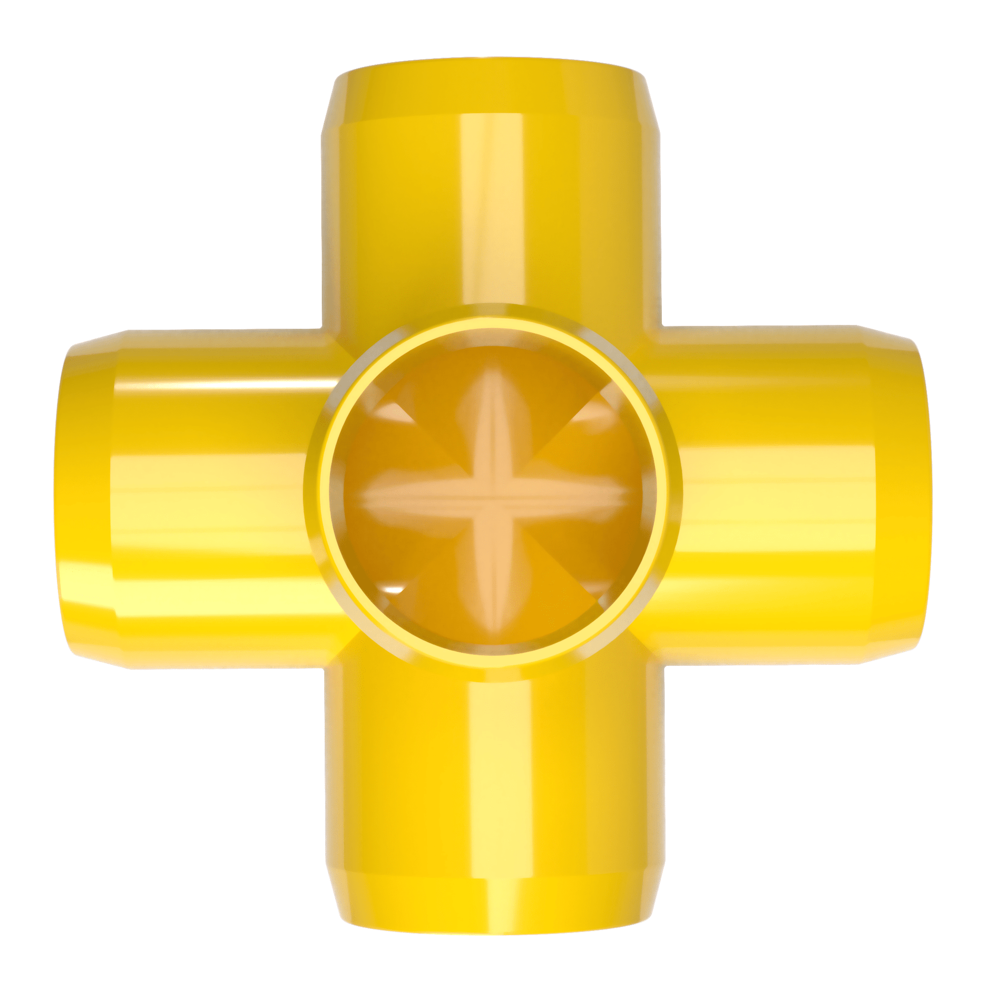 1-1/2 in. 5-Way Furniture Grade PVC Cross Fitting - Yellow - FORMUFIT