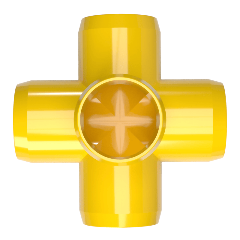 Load image into Gallery viewer, 1-1/2 in. 5-Way Furniture Grade PVC Cross Fitting - Yellow - FORMUFIT
