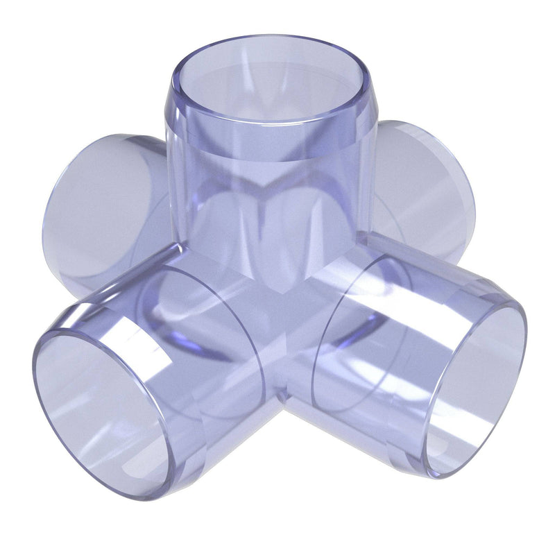 Load image into Gallery viewer, 1-1/4 in. 5-Way Furniture Grade PVC Cross Fitting - Clear - FORMUFIT
