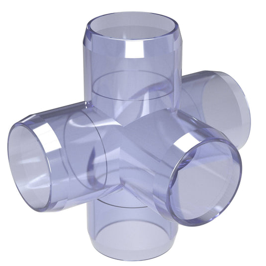 1-1/4 in. 5-Way Furniture Grade PVC Cross Fitting - Clear - FORMUFIT
