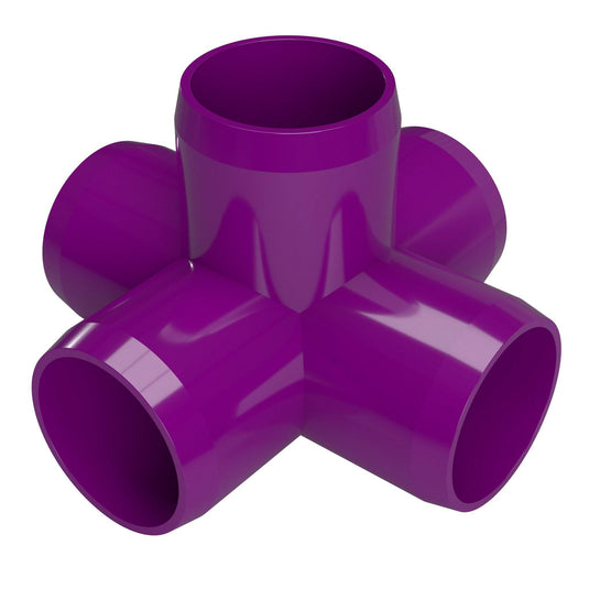 1-1/4 in. 5-Way Furniture Grade PVC Cross Fitting - Purple - FORMUFIT
