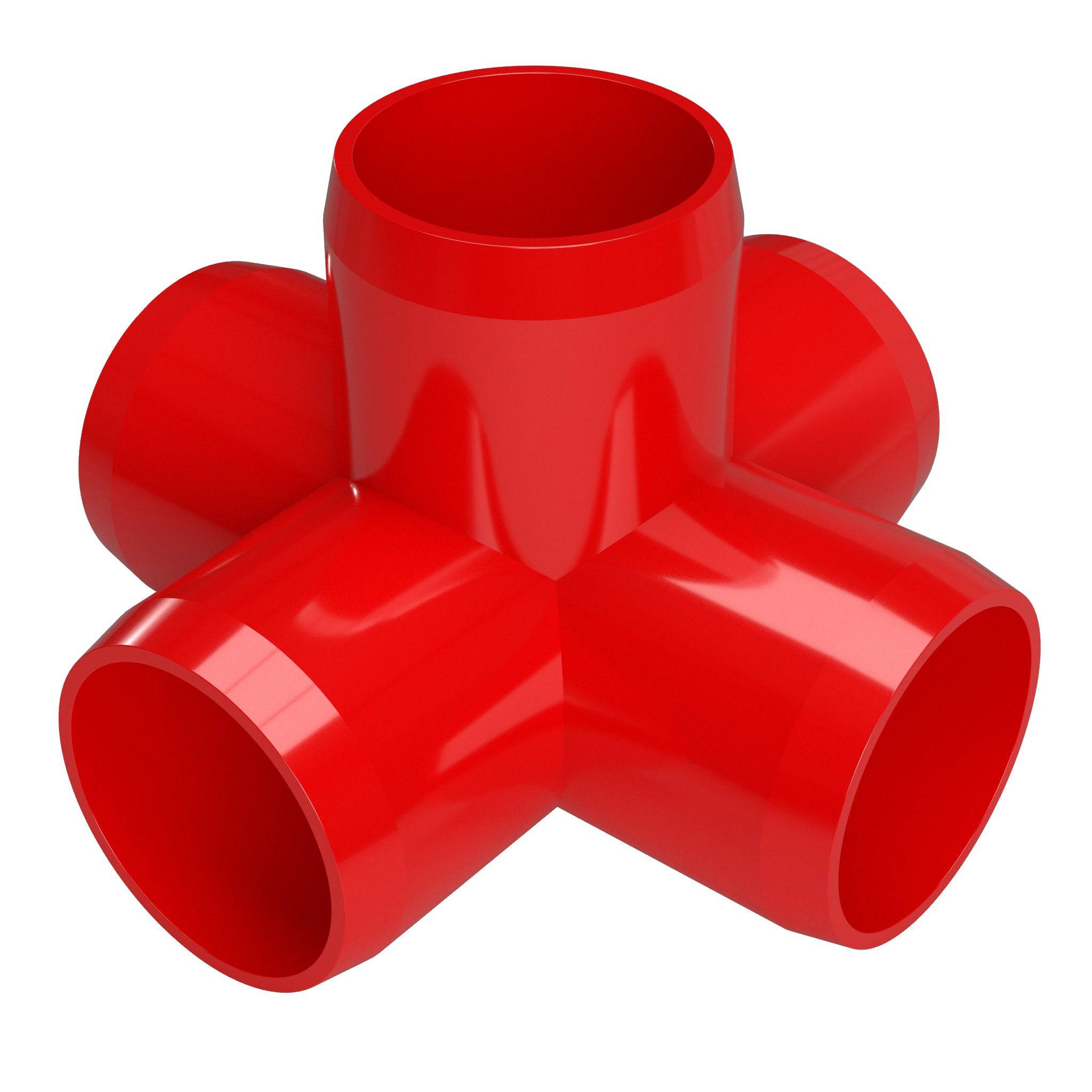 1-1/4 in. 5-Way Furniture Grade PVC Cross Fitting - Red - FORMUFIT