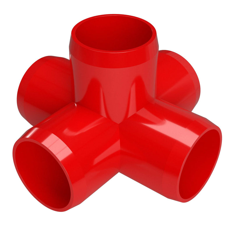 Load image into Gallery viewer, 1-1/4 in. 5-Way Furniture Grade PVC Cross Fitting - Red - FORMUFIT
