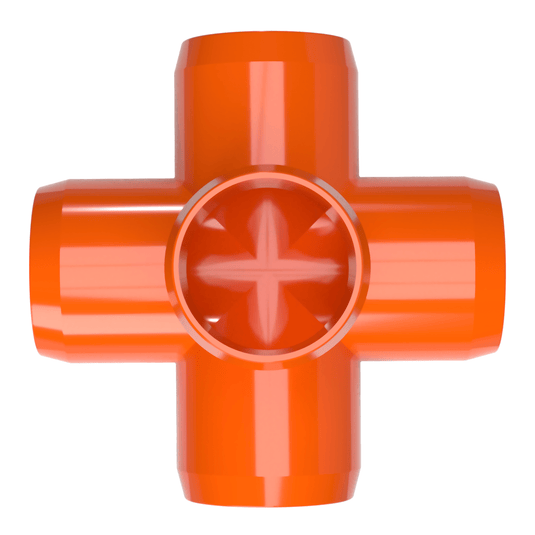 1/2 in. 5-Way Furniture Grade PVC Cross Fitting - Orange - FORMUFIT