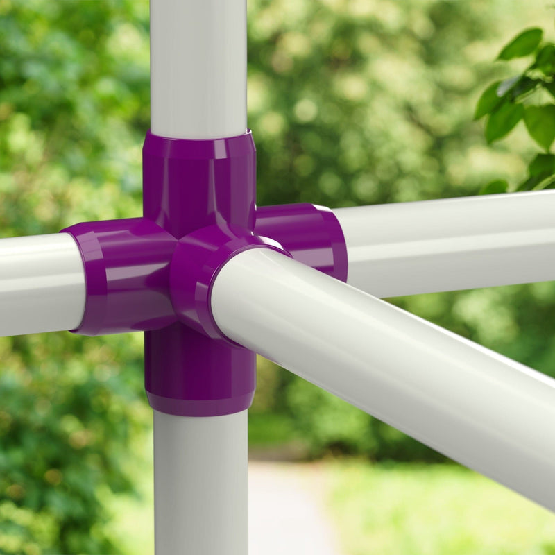 Load image into Gallery viewer, 1/2 in. 5-Way Furniture Grade PVC Cross Fitting - Purple - FORMUFIT

