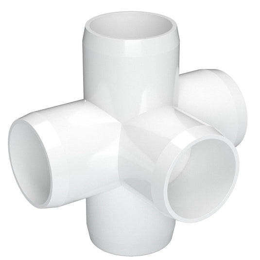 1/2 in. 5-Way Furniture Grade PVC Cross Fitting - White - FORMUFIT