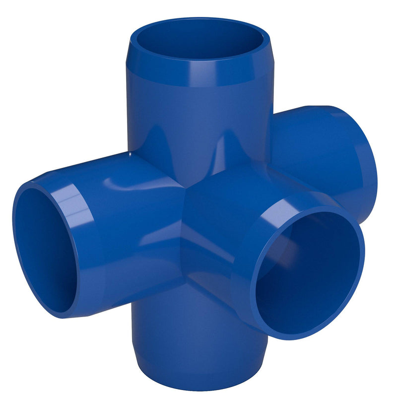 Load image into Gallery viewer, 1 in. 5-Way Furniture Grade PVC Cross Fitting - Blue - FORMUFIT

