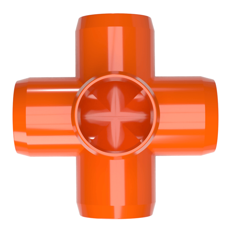 Load image into Gallery viewer, 1 in. 5-Way Furniture Grade PVC Cross Fitting - Orange - FORMUFIT

