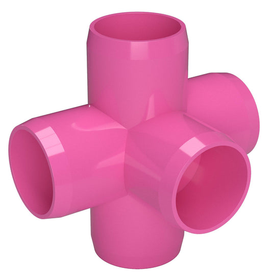1 in. 5-Way Furniture Grade PVC Cross Fitting - Pink - FORMUFIT