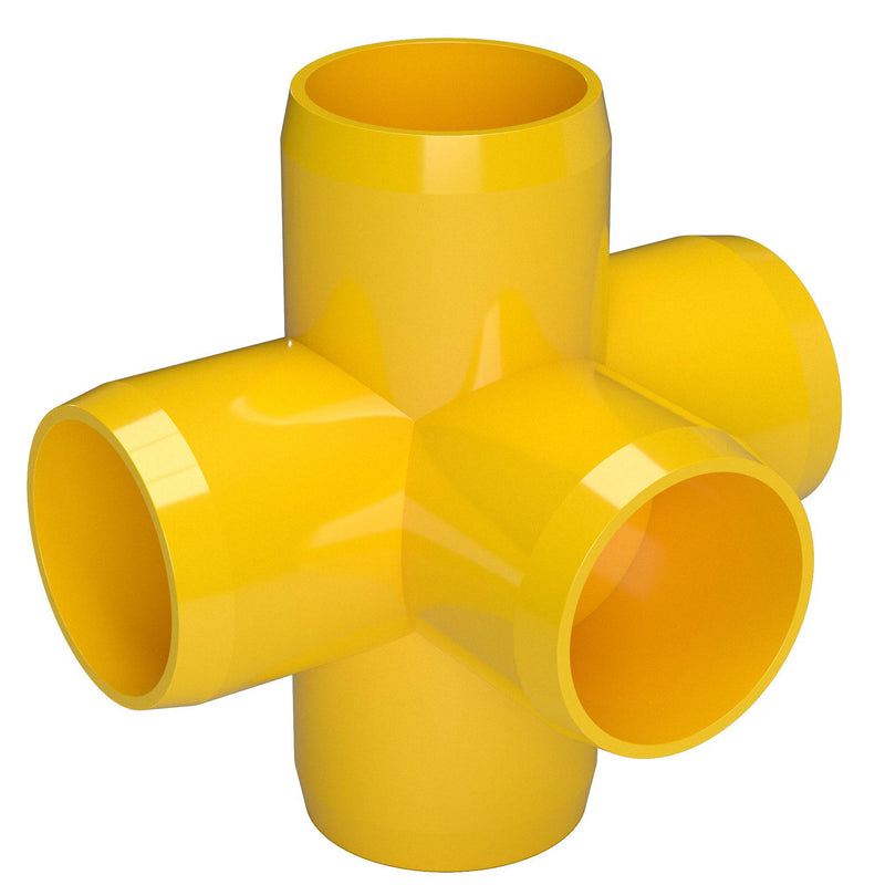 Load image into Gallery viewer, 1 in. 5-Way Furniture Grade PVC Cross Fitting - Yellow - FORMUFIT
