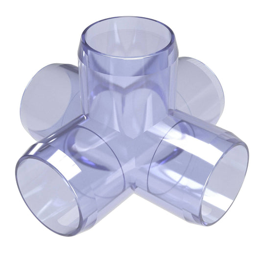 3/4 in. 5-Way Furniture Grade PVC Cross Fitting - Clear - FORMUFIT