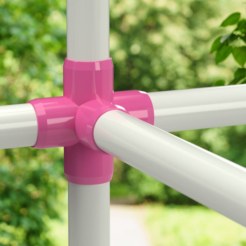 Load image into Gallery viewer, 3/4 in. 5-Way Furniture Grade PVC Cross Fitting - Pink - FORMUFIT
